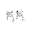 Girls' Titanium Steel Bow Pendant Earrings With Electroplating