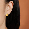 Girls Titanium Steel Earrings With Shell Pattern And Geometric Design Electroplated