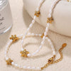Girls 316L Stainless Steel Freshwater Pearl Necklace And Starfish Bracelet Electroplated 18K Gold