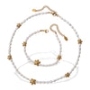 Girls 316L Stainless Steel Freshwater Pearl Necklace And Starfish Bracelet Electroplated 18K Gold