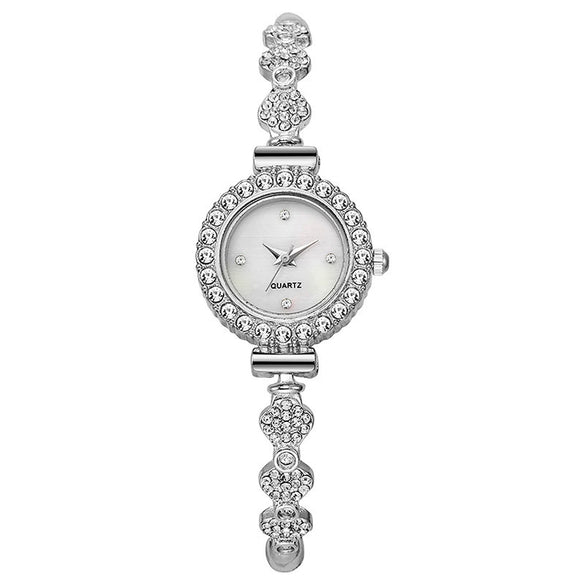 Girls Watch Alloy Gold Round Dial With Small Diamond Ins And Lazy Pullout Bracelet College Style