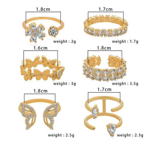 Girly Bowknot Heart Shaped Copper Electroplated Adjustable Open Ring For Women