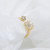 Girly Bowknot Heart Shaped Copper Electroplated Adjustable Open Ring For Women