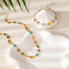Glam French Style Square 14K Gold Plated Glass Alloy Wholesale Bracelets Necklace