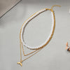 Glam Lady Simple Style Fish Tail Imitation Pearl Alloy Beaded Women's Layered Necklaces