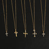 Glam Modern Style Shiny Cross Stainless Steel Copper Plating Inlay Zircon Gold Plated Pendant Necklace