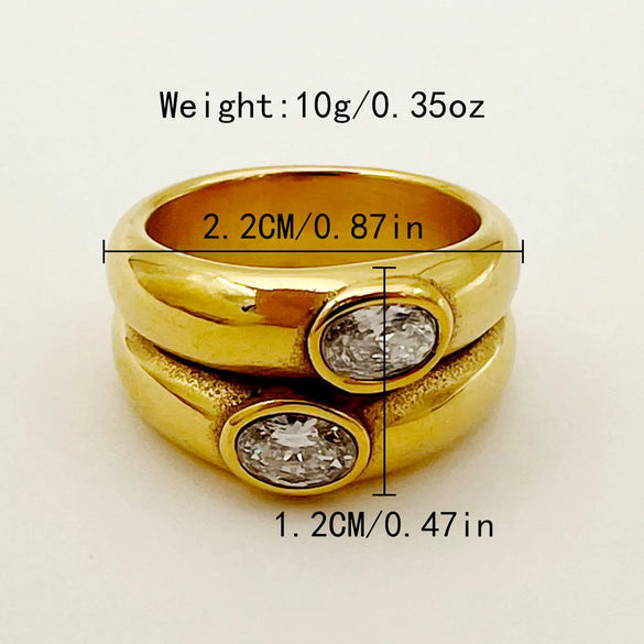 Glam Vintage Style Geometric Stainless Steel Plating Inlay Zircon Gold Plated Rings