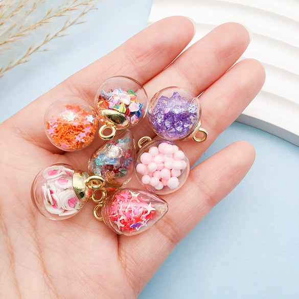 Glass Ball And Fivepointed Star Diy Jewelry Accessories Pendants With Glaze Treatment