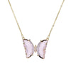 Glass Colored Glaze Butterfly Inlaid Zircon Cross Chain Necklace For Women Ins Style Animal Zodiac