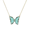 Glass Colored Glaze Butterfly Inlaid Zircon Cross Chain Necklace For Women Ins Style Animal Zodiac