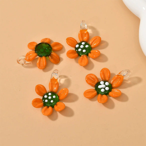 Glass Glaze Handmade Sunflower Pendant Necklace Accessories
