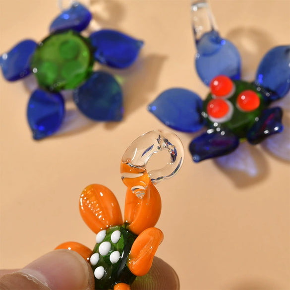Glass Glaze Handmade Sunflower Pendant Necklace Accessories