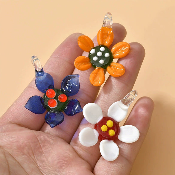 Glass Glaze Handmade Sunflower Pendant Necklace Accessories