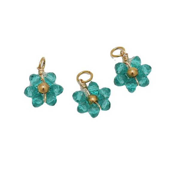 Glass Glaze Plant Flower Inlay Pendant Jewelry Accessories