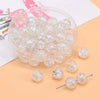 Glass Glaze Round Beads Handmade Diy Bracelet Necklace Accessories With Floral Vignetting Blue Powder