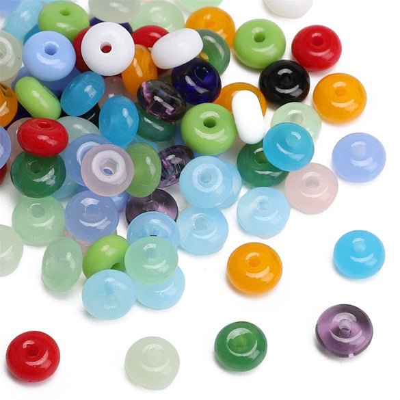 Glass Glaze Wheel Beads For Diy Handmade Bracelet Necklace Mobile Phone Chain Accessories Geometric Style