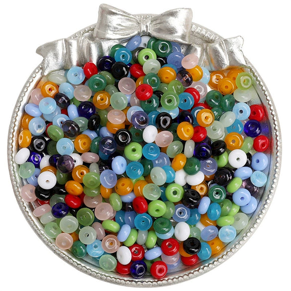 Glass Glaze Wheel Beads For Diy Handmade Bracelet Necklace Mobile Phone Chain Accessories Geometric Style