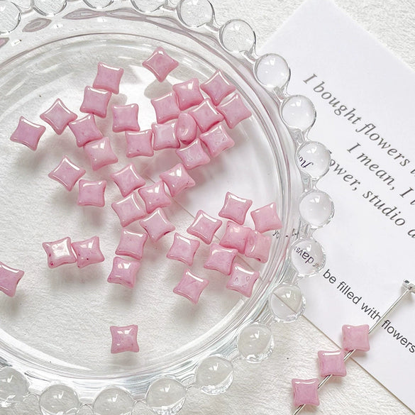 Glass Glazed Beads Jewelry Bracelet Necklace Mobile Phone Chain Accessories With Pearlescent Treatment And Lines Pattern