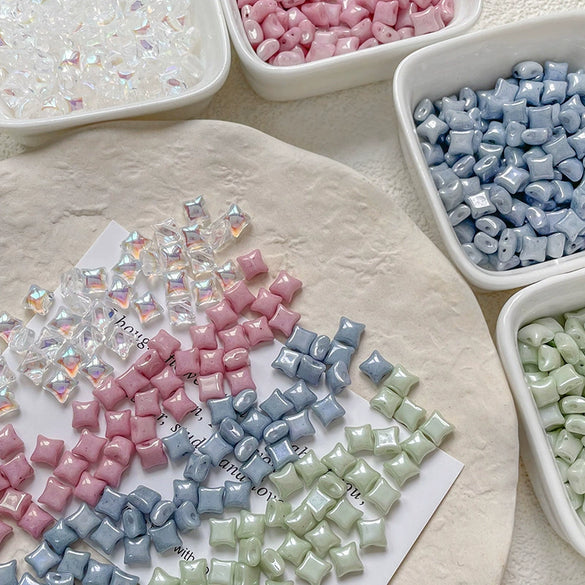 Glass Glazed Beads Jewelry Bracelet Necklace Mobile Phone Chain Accessories With Pearlescent Treatment And Lines Pattern