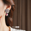 Glass Glazed Geometric Flower Earrings With Electroplating For Women
