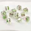 Glass Glazed Lampwork Square Colorful Contrast Striped Straight Hole Beads Uv Plated Diy Handmade Jewelry Material