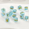 Glass Glazed Lampwork Square Colorful Contrast Striped Straight Hole Beads Uv Plated Diy Handmade Jewelry Material