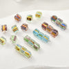 Glass Glazed Lampwork Square Colorful Contrast Striped Straight Hole Beads Uv Plated Diy Handmade Jewelry Material