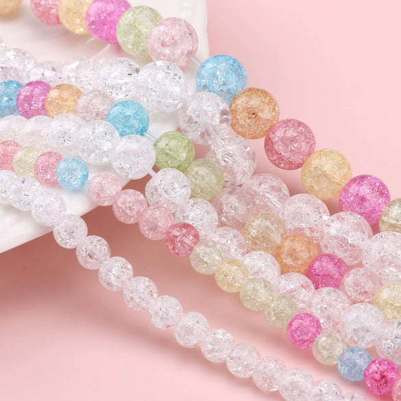 Glass Glazed Loose Beads With Broken Flowers Pattern For Diy Jewelry Accessories Lovely Geometric Style