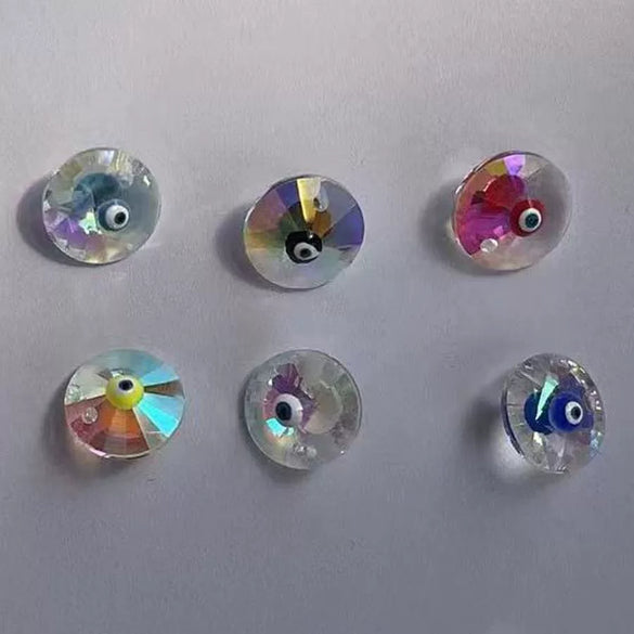 Glass Glazed Oil Drop Eye Faceted Round Pendant Jewelry Making Accessories For Necklace And Bracelet