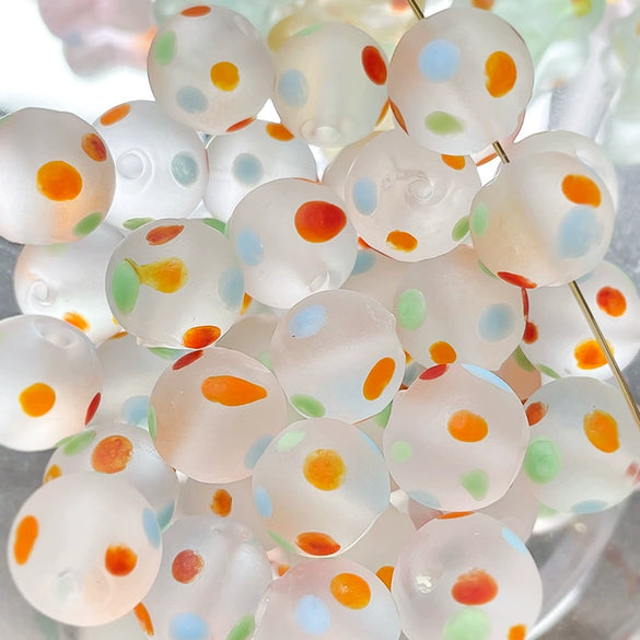 Glass Glazed Round Beads For Diy Handmade Wind Chime Beaded Bracelet Necklace With Lampwork Printing