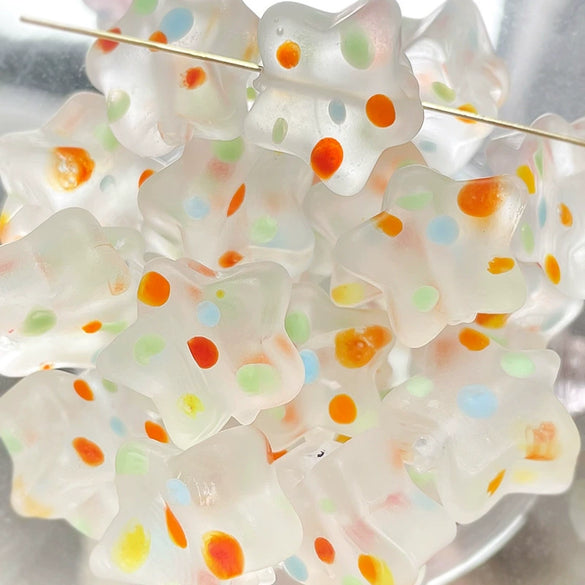 Glass Glazed Round Beads For Diy Handmade Wind Chime Beaded Bracelet Necklace With Lampwork Printing
