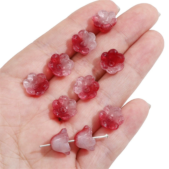 Glass Imitation Jade Natural Style Gradient Color Lily Orchid Beads Gradient Torus Handmade Diy Necklace Bracelet Accessories