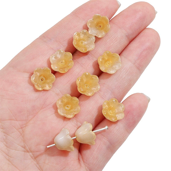 Glass Imitation Jade Natural Style Gradient Color Lily Orchid Beads Gradient Torus Handmade Diy Necklace Bracelet Accessories