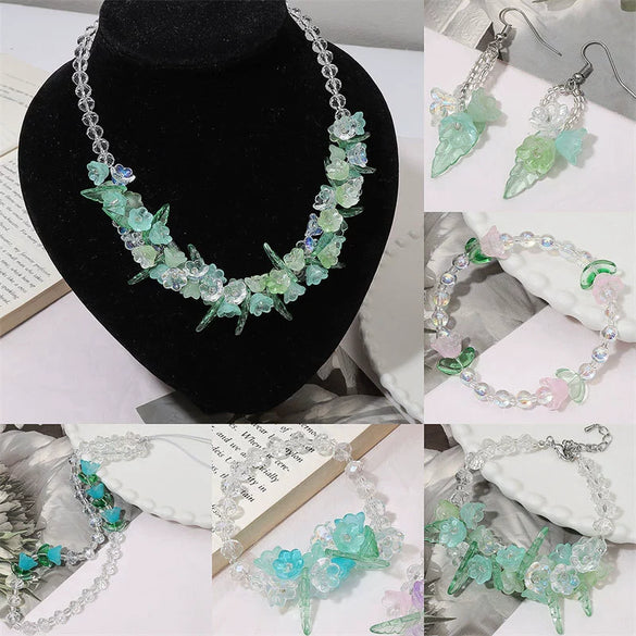 Glass Imitation Jade Natural Style Gradient Color Lily Orchid Beads Gradient Torus Handmade Diy Necklace Bracelet Accessories