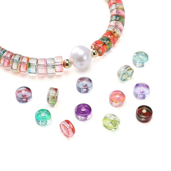Glass Round Beads Handmade Diy Beaded Bracelet Material Accessories High Color Retention Twocolor Crosscut