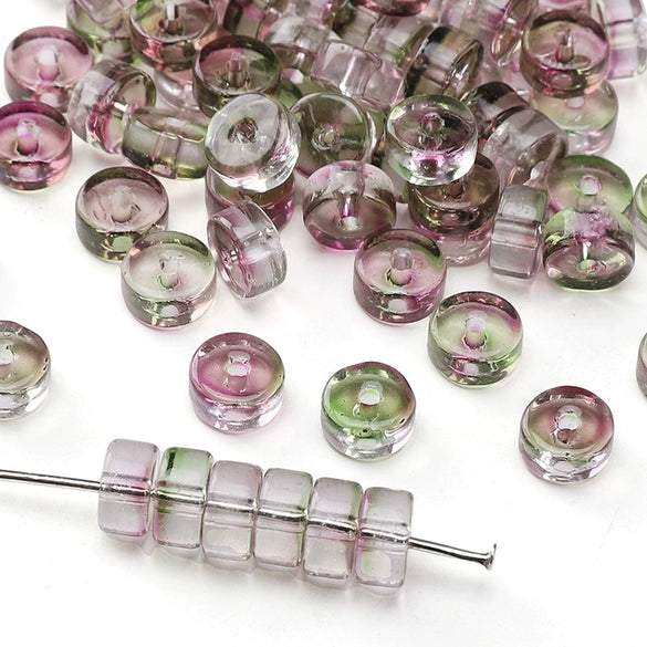 Glass Round Beads Handmade Diy Beaded Bracelet Material Accessories High Color Retention Twocolor Crosscut