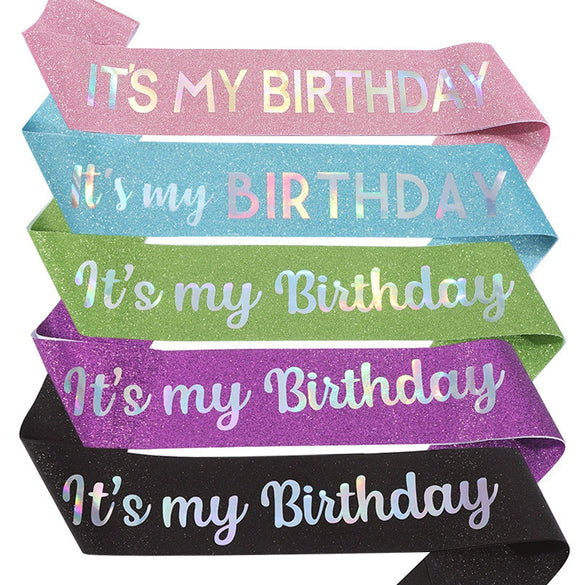 Glitter Cloth Etiquette Belt With Hot Stamping For Party Accessories