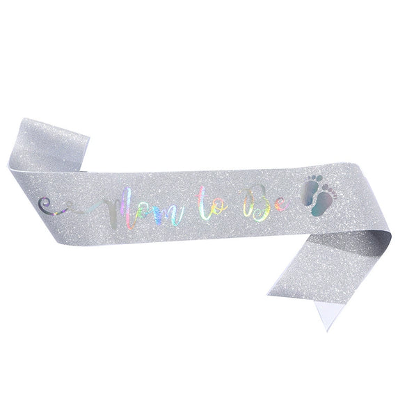 Glitter Cloth Gender Reveal Shoulder Strap Belt With Footprints Of Expectant Mothers And Hot Stamping Craft