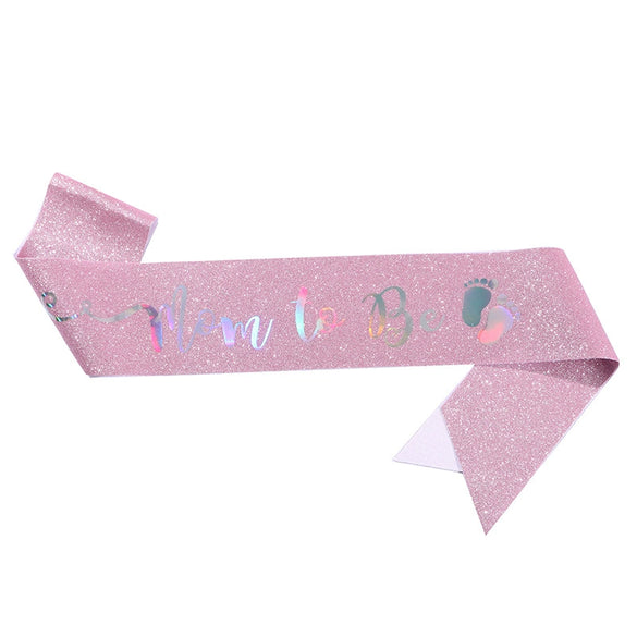 Glitter Cloth Gender Reveal Shoulder Strap Belt With Footprints Of Expectant Mothers And Hot Stamping Craft