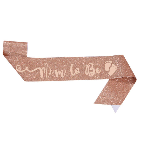 Glitter Cloth Gender Reveal Shoulder Strap Belt With Footprints Of Expectant Mothers And Hot Stamping Craft