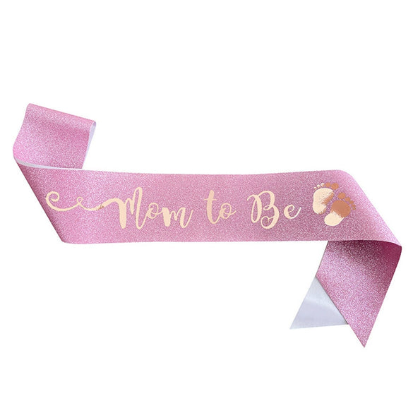 Glitter Cloth Gender Reveal Shoulder Strap Belt With Footprints Of Expectant Mothers And Hot Stamping Craft