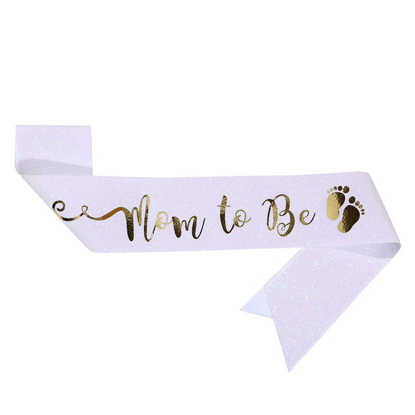 Glitter Cloth Gender Reveal Shoulder Strap Belt With Footprints Of Expectant Mothers And Hot Stamping Craft