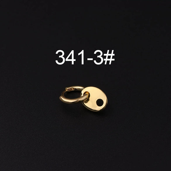 Gloss Bead Ear Buckle Microinlaid Zircon Love Plum Blossom Square Irregular Pierced Earrings Metal Electroplated