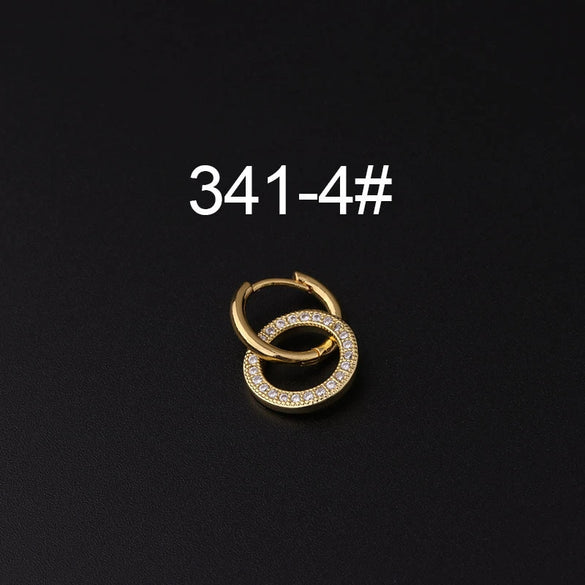 Gloss Bead Ear Buckle Microinlaid Zircon Love Plum Blossom Square Irregular Pierced Earrings Metal Electroplated