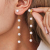 Glossy Bead Long Tassel Earrings Stainless Steel Geometric Electroplated For Women