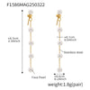 Glossy Bead Long Tassel Earrings Stainless Steel Geometric Electroplated For Women