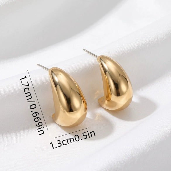 Glossy Copper Teardrop Stud Earrings With Stainless Steel Posts Geometric Design And Versatile Style For Women Wholesale