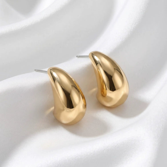 Glossy Copper Teardrop Stud Earrings With Stainless Steel Posts Geometric Design And Versatile Style For Women Wholesale