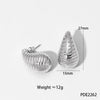 Glossy Dropshaped Stainless Steel Hollow Thread Earrings With Striped Design And Vacuum Furnace Electroplating