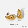 Glossy Dropshaped Stainless Steel Hollow Thread Earrings With Striped Design And Vacuum Furnace Electroplating